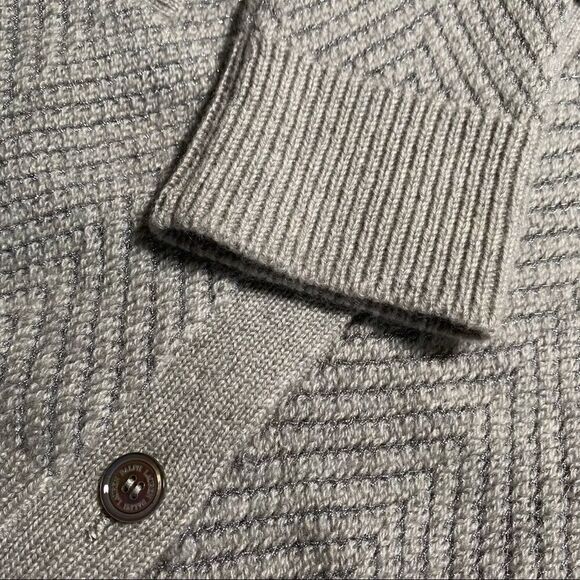 Ralph Lauren Gray Cashmere V-Neck Metallic Herringbone Knit Cardigan Sweater - Picture 14 of 16